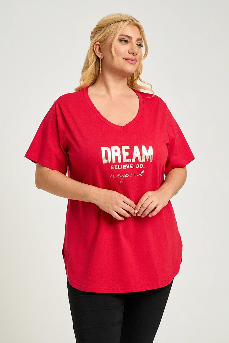 Κόκκινο Plus Size T-Shirt Dream