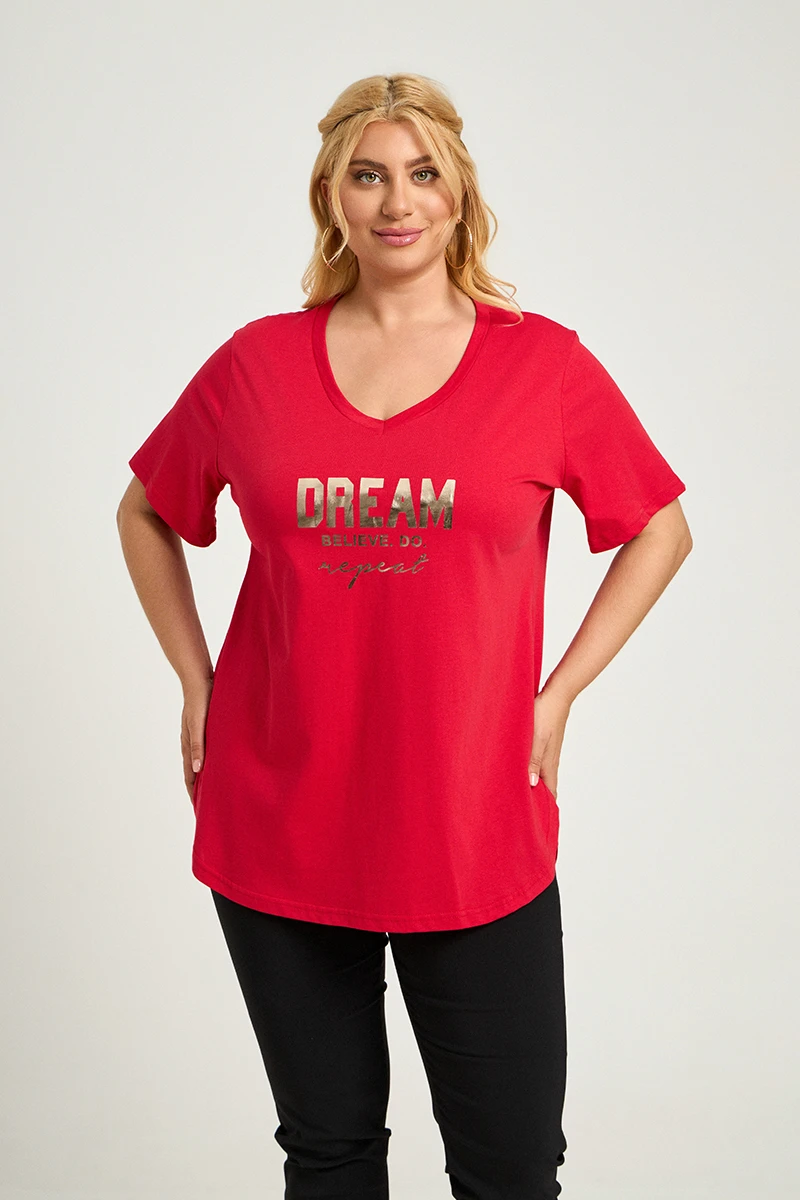Κόκκινο Plus Size T-Shirt Dream