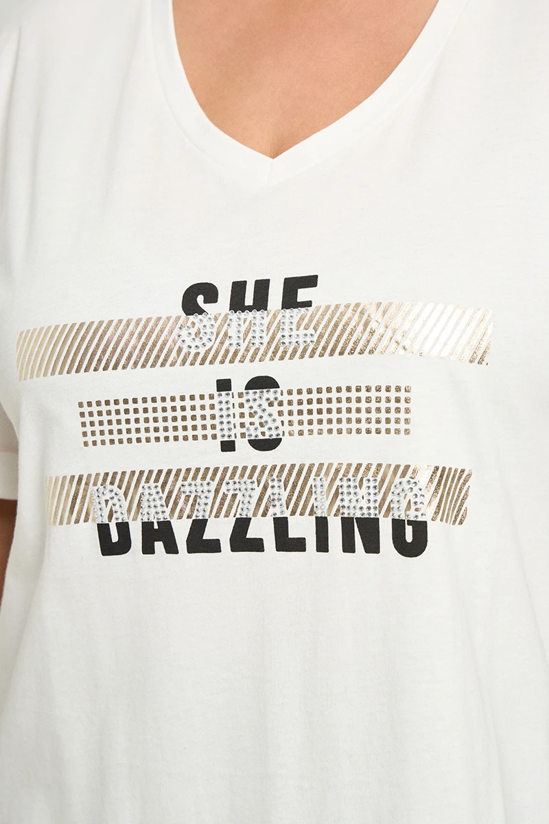 Λευκό Plus Size T-Shirt Dazzling