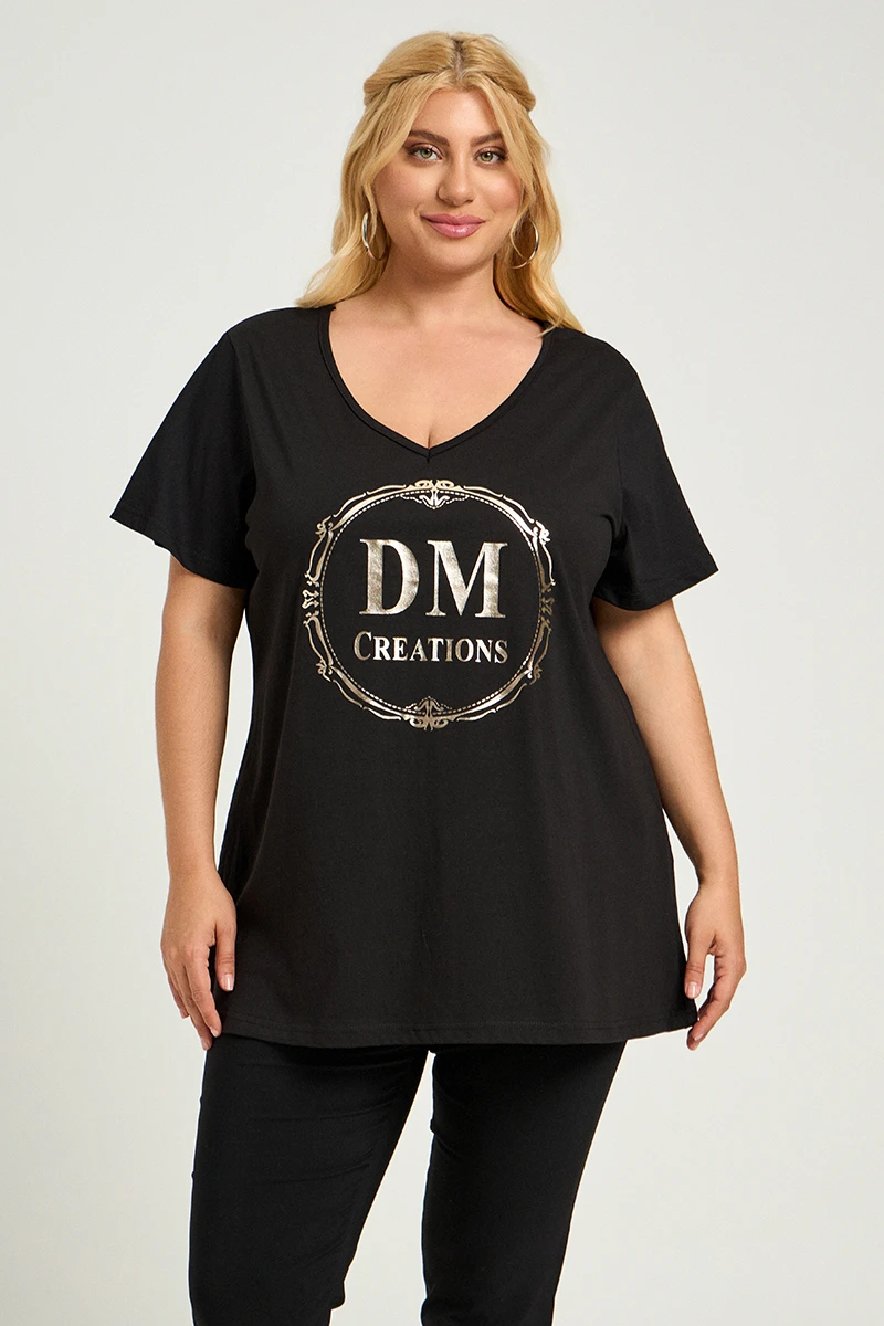 DM Plus Size T-Shirt Μαύρο 