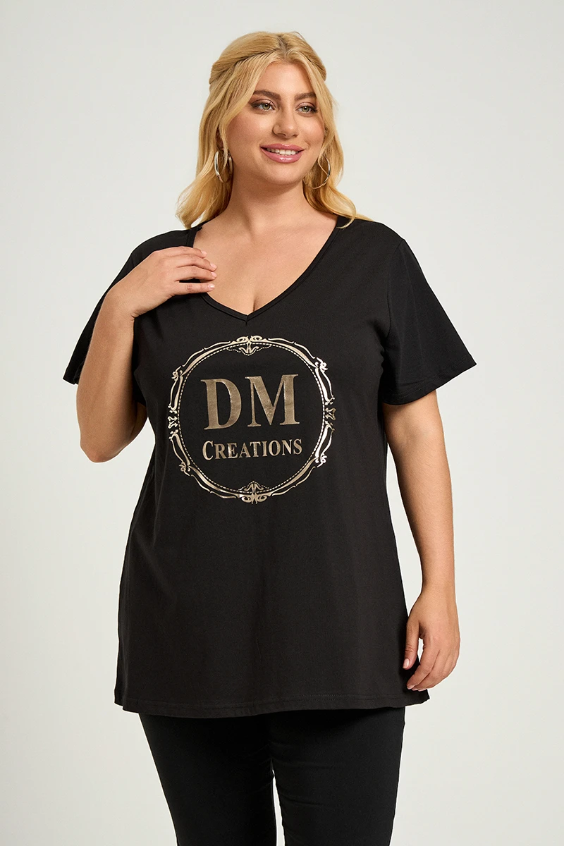 DM Plus Size T-Shirt Μαύρο 