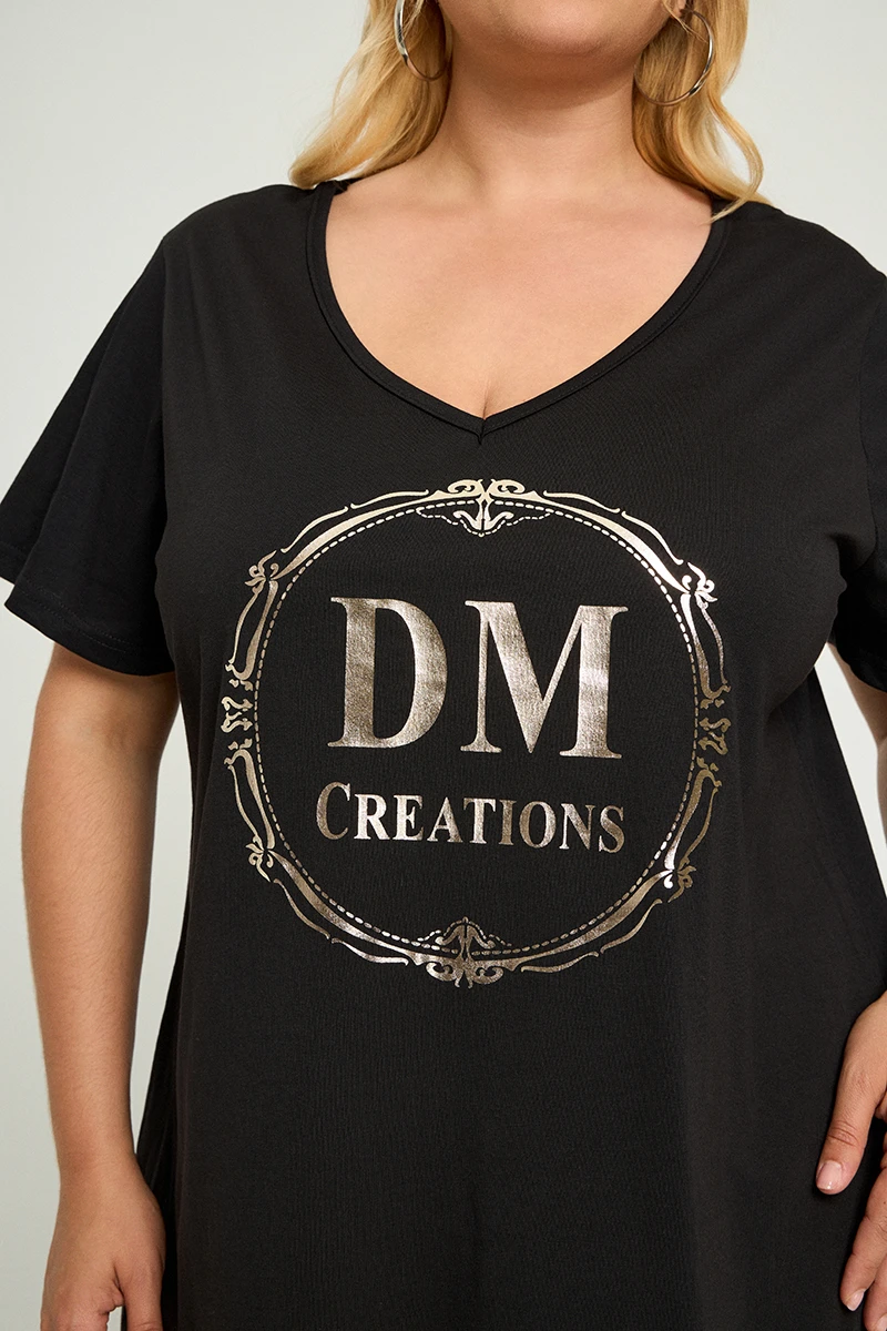 DM Plus Size T-Shirt Μαύρο 