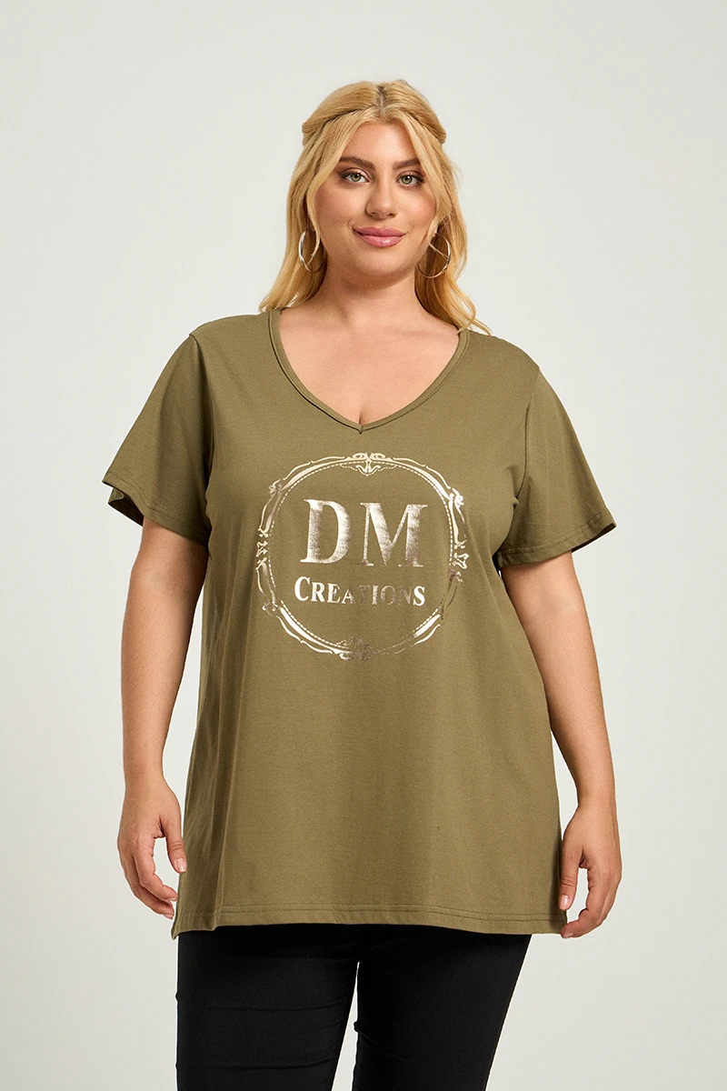 DM Plus Size T-Shirt Χακί 