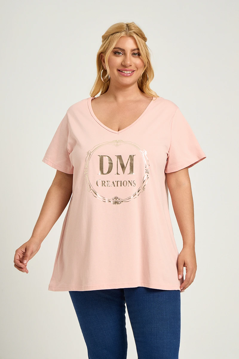 DM Plus Size T-Shirt Σομόν 