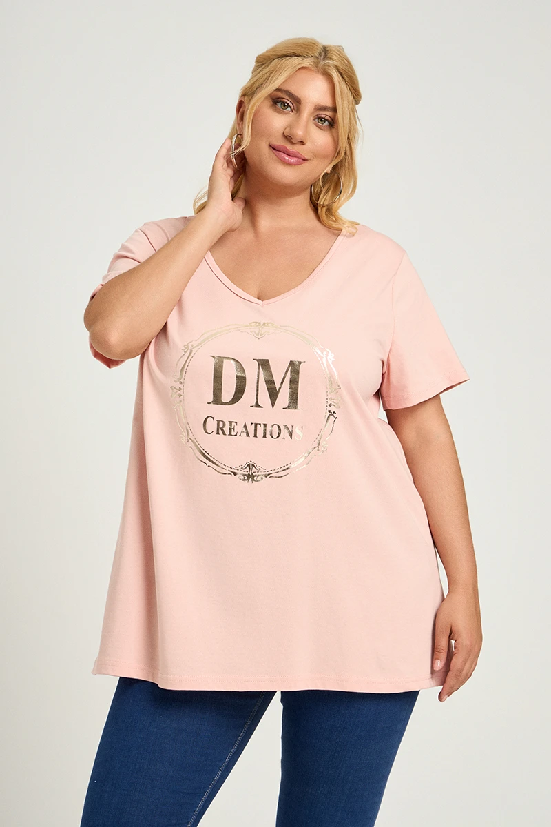DM Plus Size T-Shirt Σομόν 
