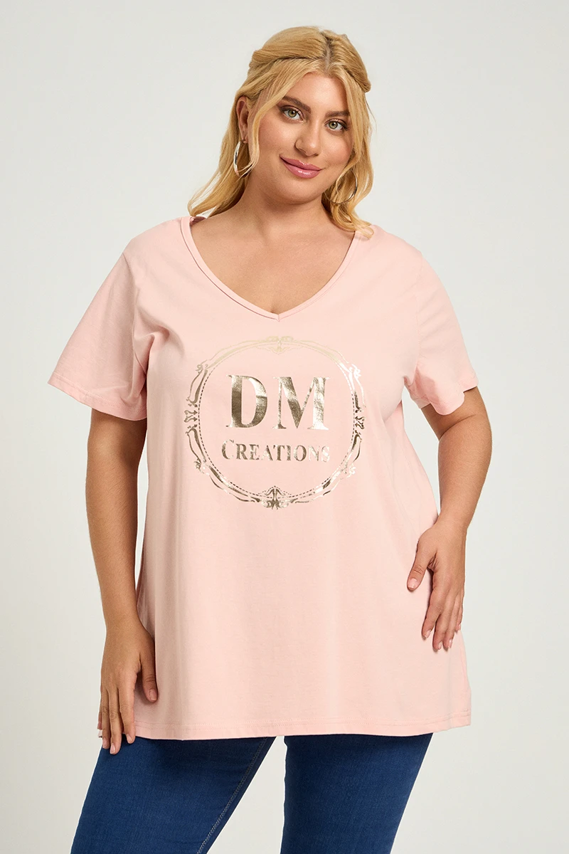 DM Plus Size T-Shirt Σομόν 