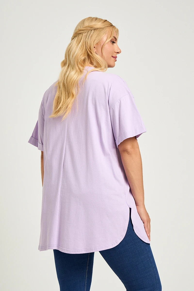 Λιλά Plus Size T-Shirt Με Στάμπα 