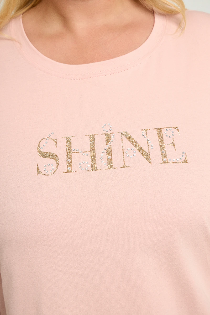 Σομόν T-Shirt “Shine” με Ανοιχτούς Ώμους