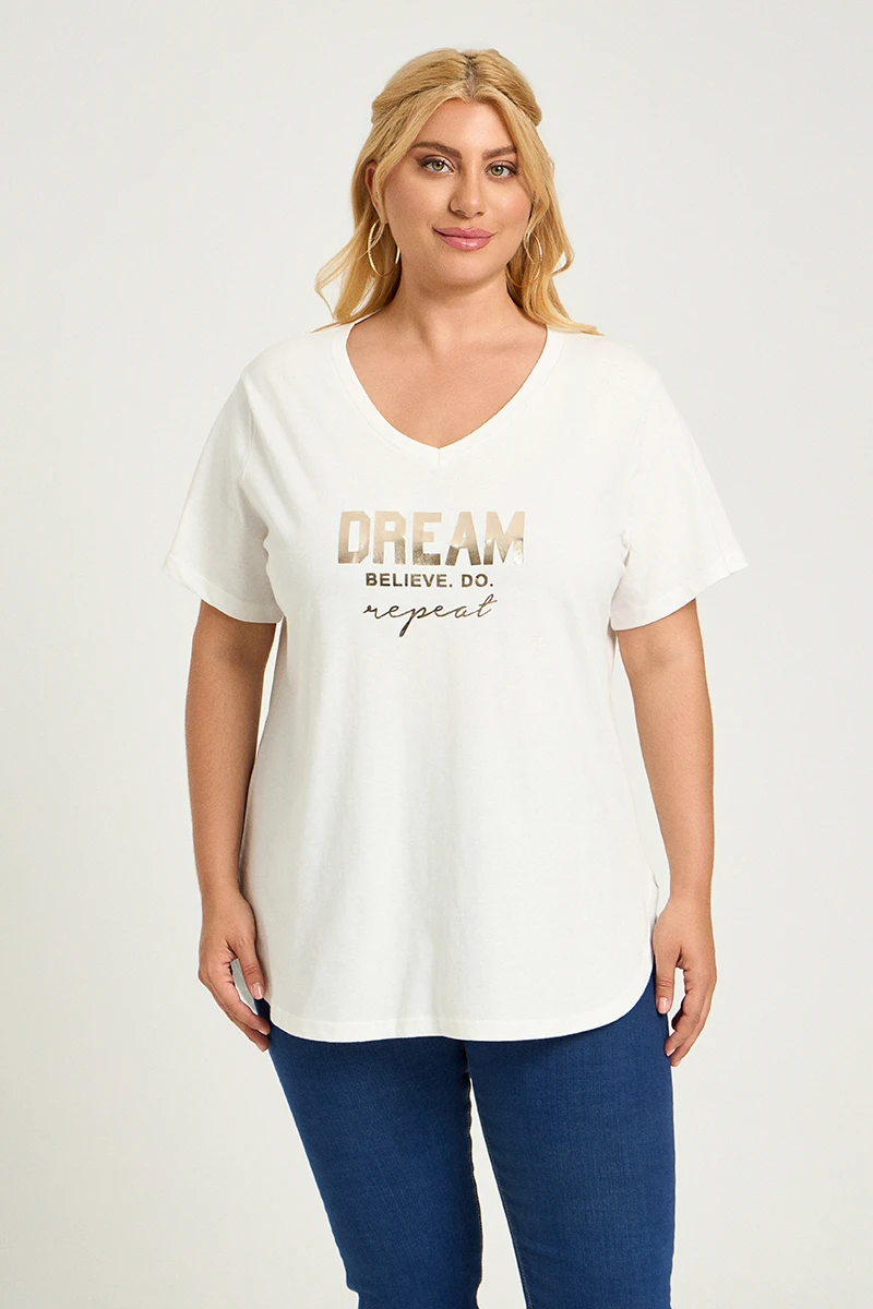 Λευκό Plus Size T-Shirt Dream
