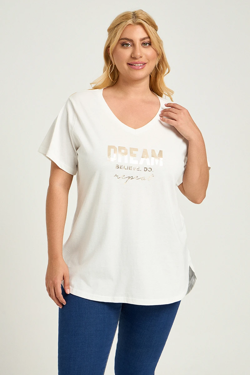 Λευκό Plus Size T-Shirt Dream