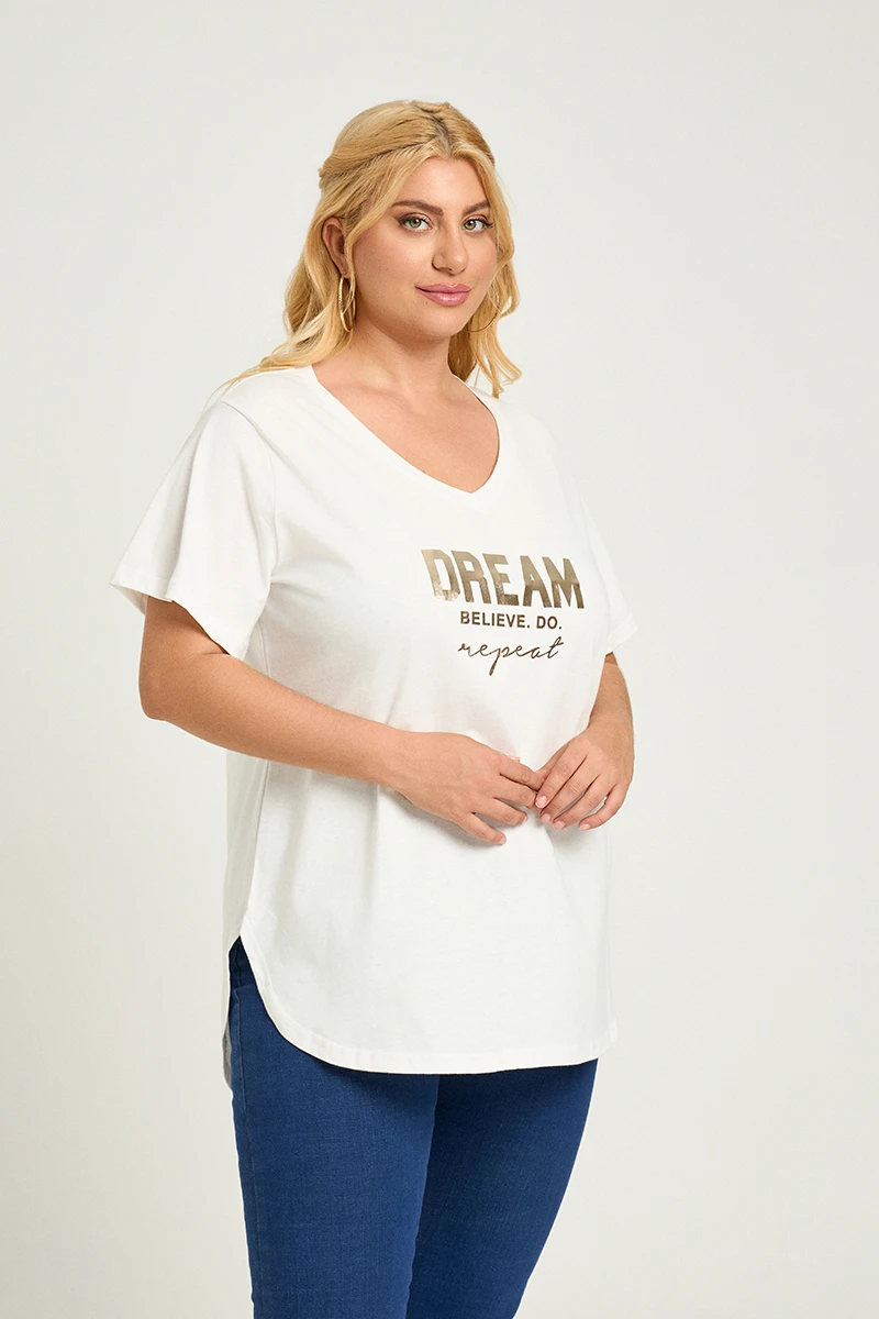 Λευκό Plus Size T-Shirt Dream