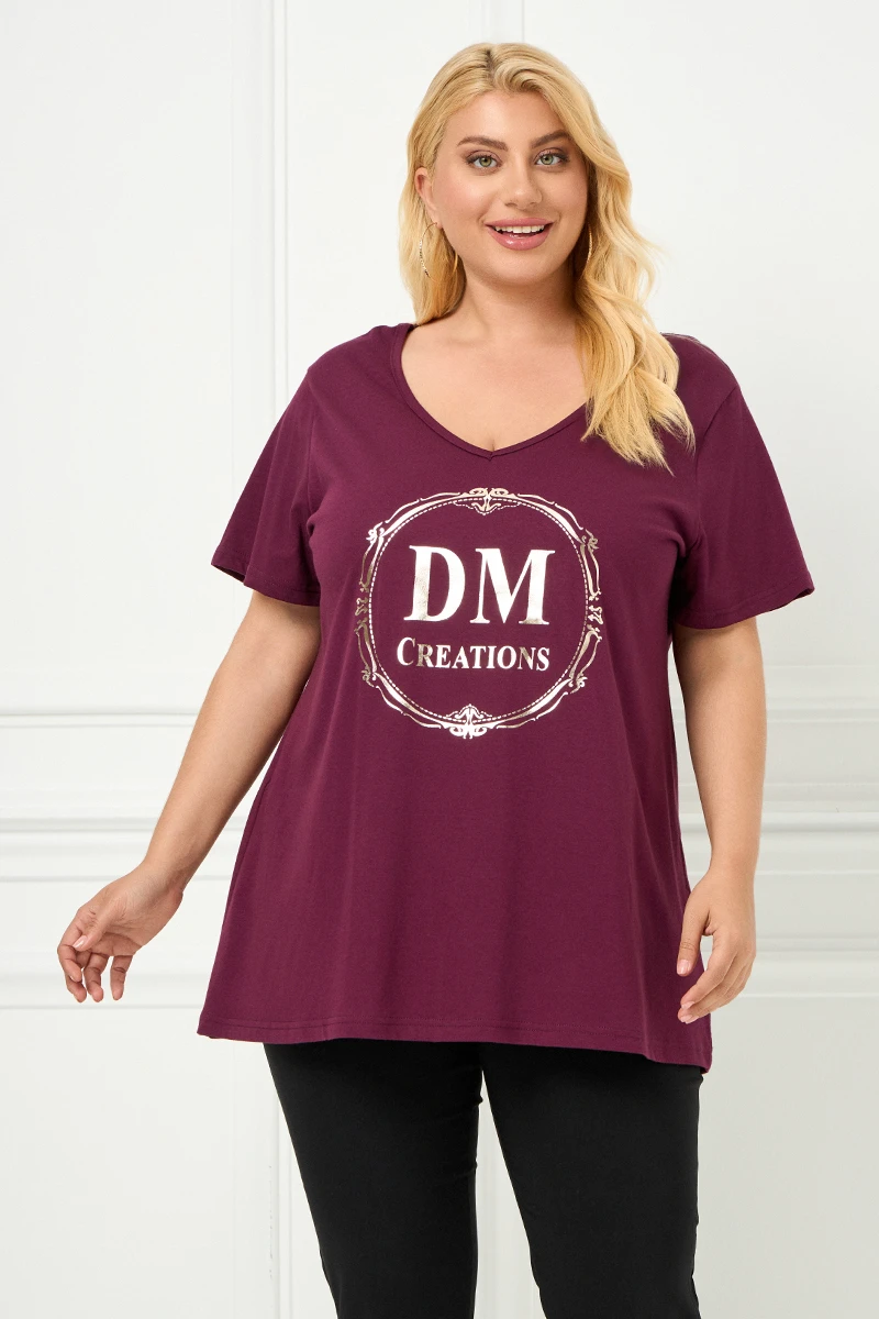DM Plus Size T-Shirt Μπορντό 