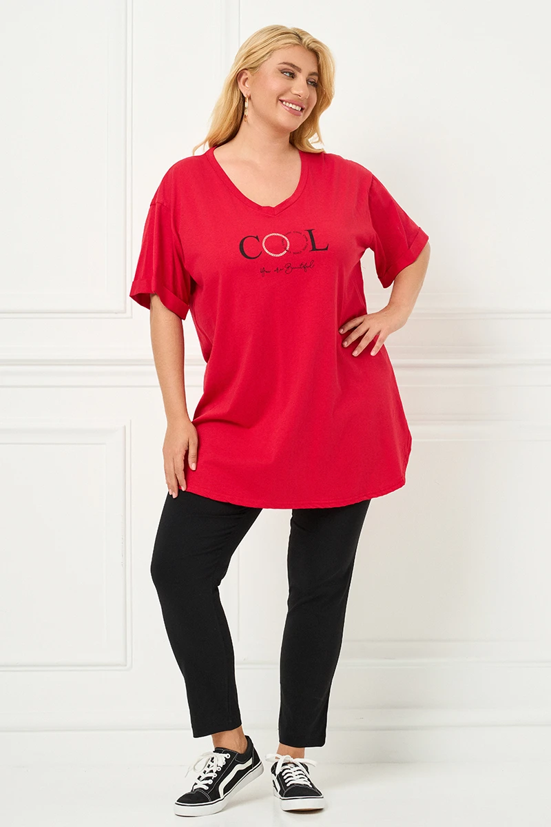 Κόκκινο Plus Size T-Shirt Cool