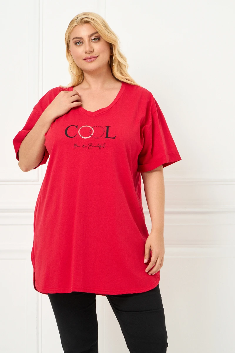 Κόκκινο Plus Size T-Shirt Cool