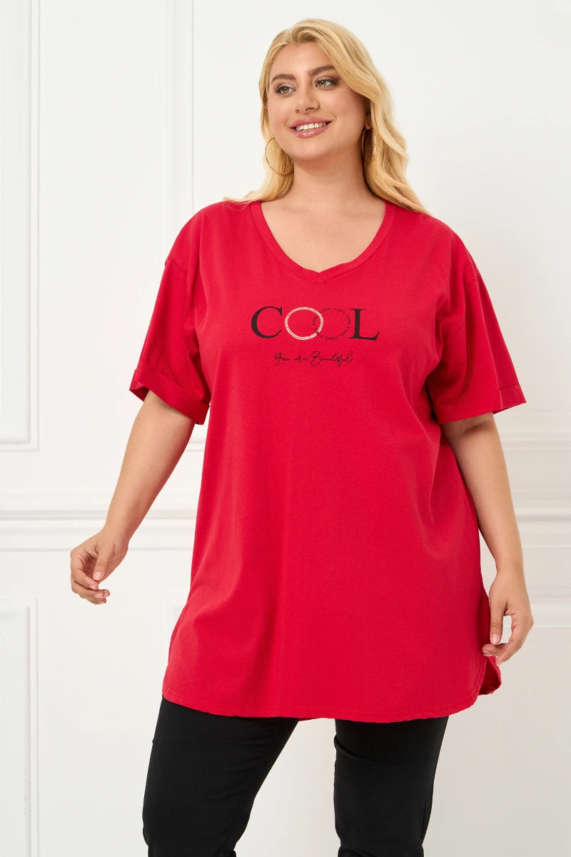Κόκκινο Plus Size T-Shirt Cool