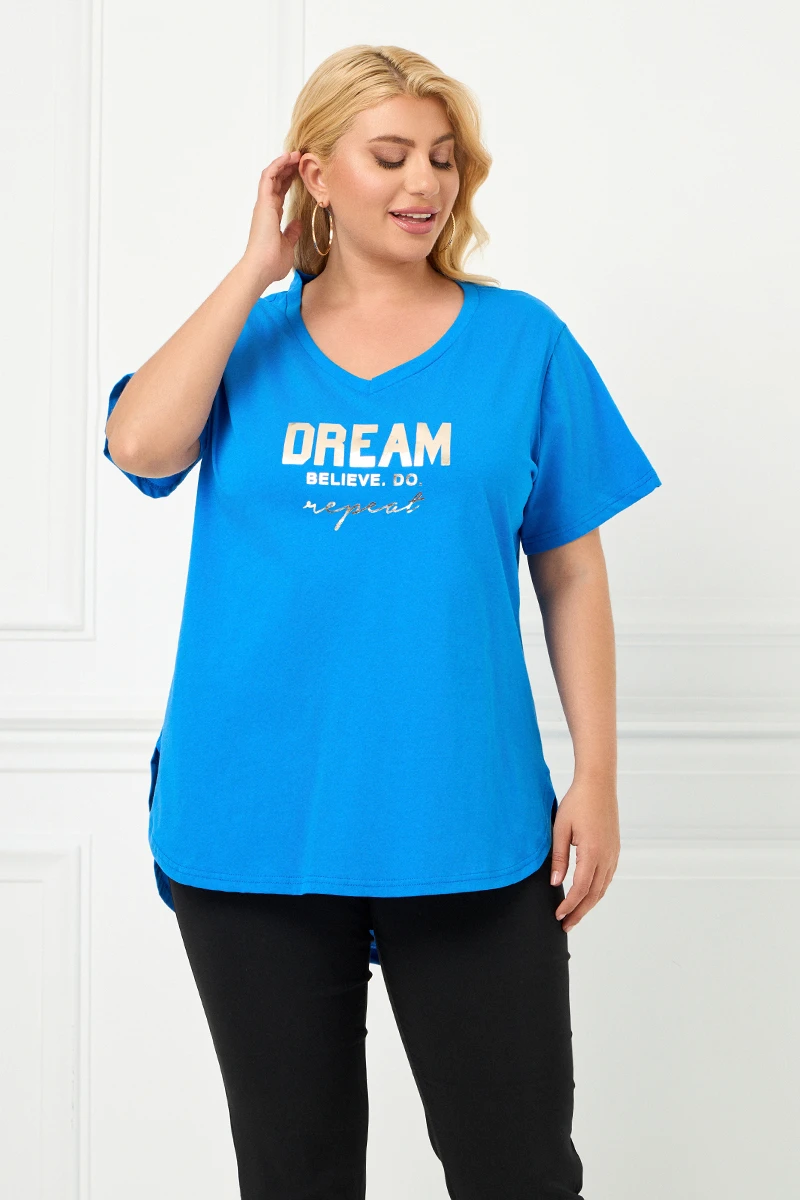Μπλε Plus Size T-Shirt Dream