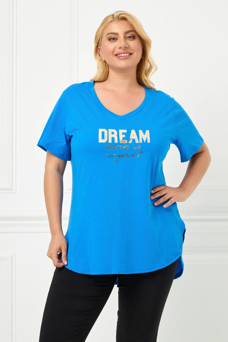 Μπλε Plus Size T-Shirt Dream