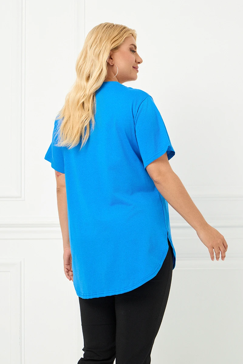 Μπλε Plus Size T-Shirt Dream