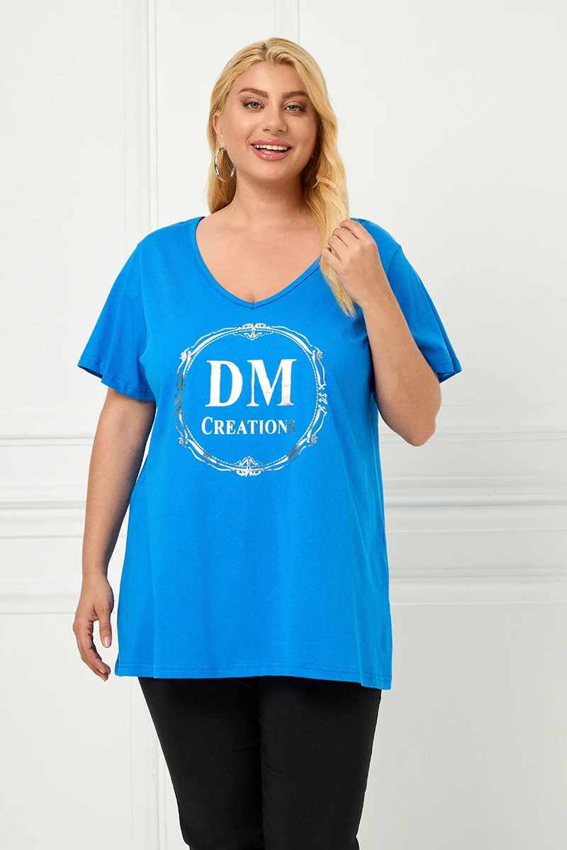 DM Plus Size T-Shirt Μπλε