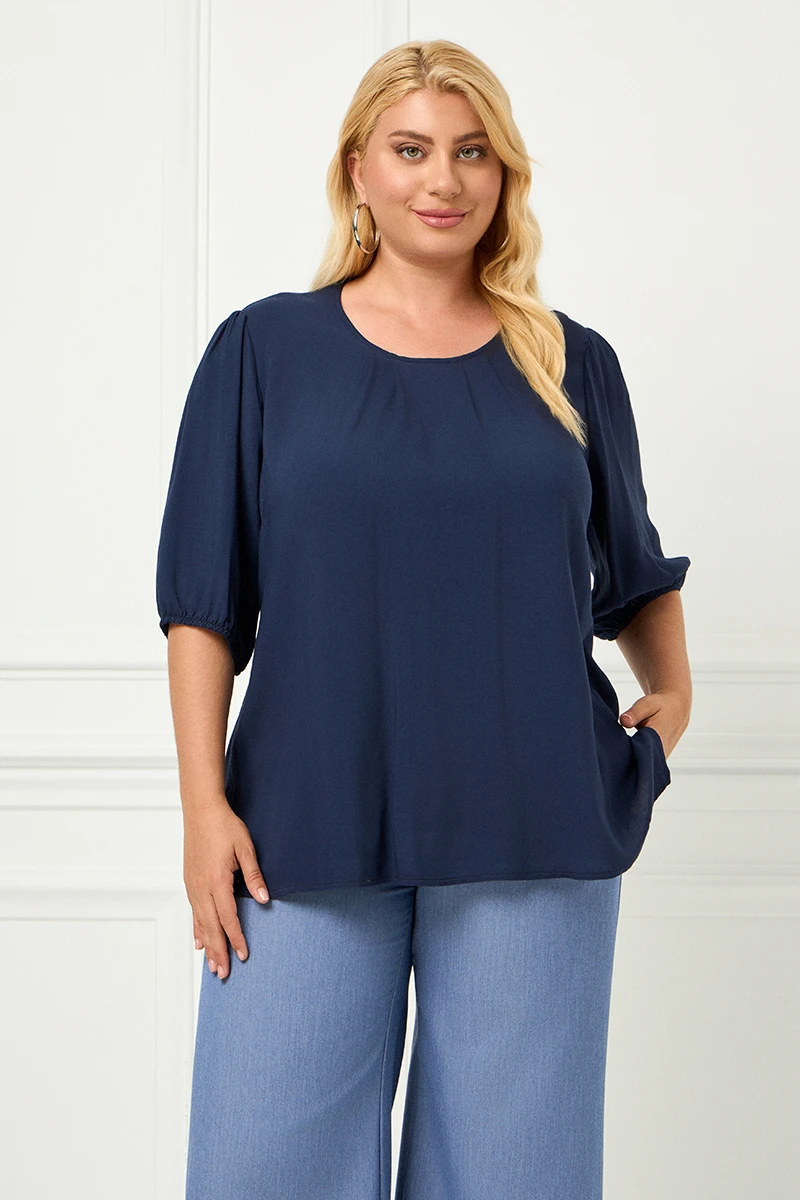 Blye Navy Μπλούζα Με Πιέτες