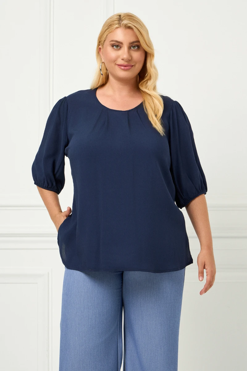 Blye Navy Μπλούζα Με Πιέτες
