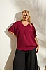 Plus Size Μπλούζα σε Φαρδιά Γραμμή Μπορντό