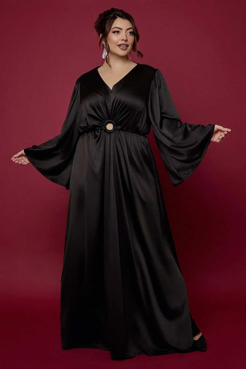 Σατέν Φόρεμα Με Κρίκο Μαύρο