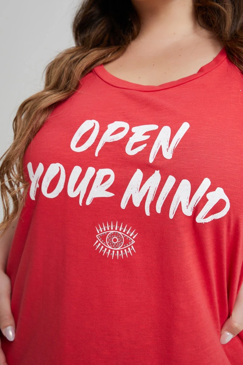 T-Shirt Οpen Your Mind Κοραλί