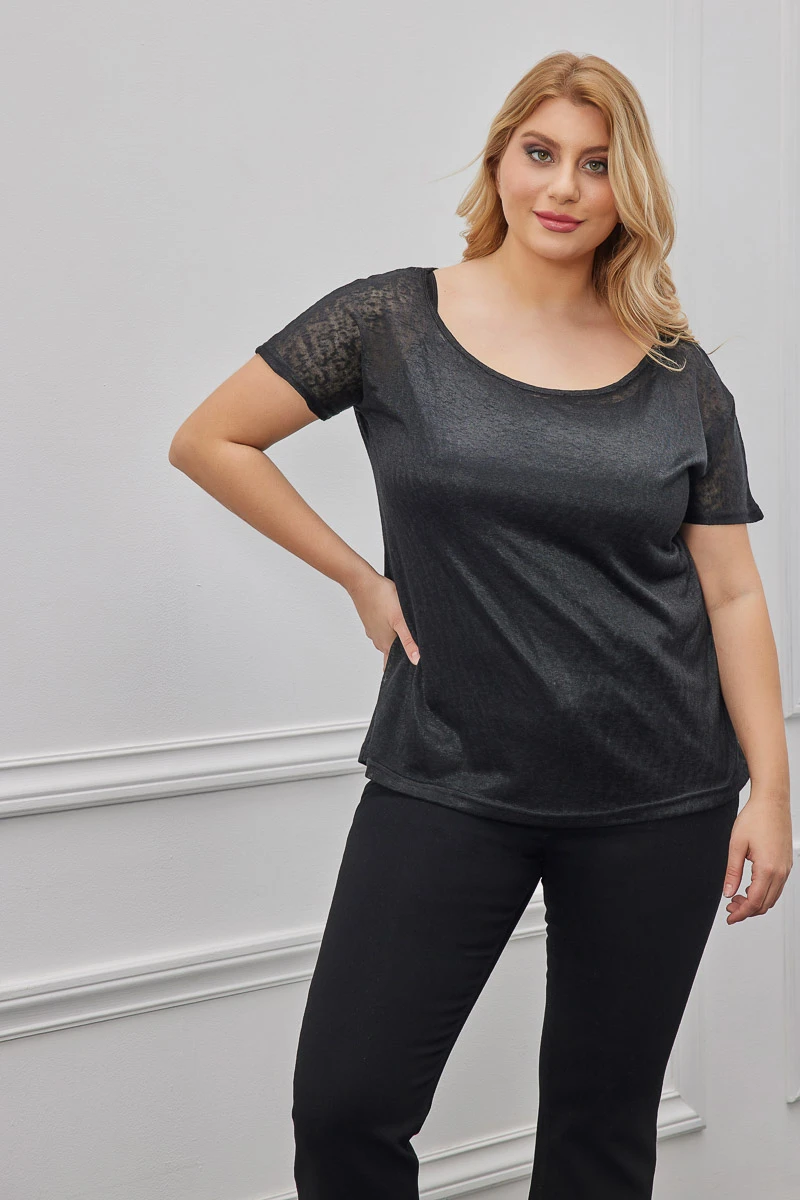 Μαύρη Ημιδιάφανη Ελαστική Μπλούζα