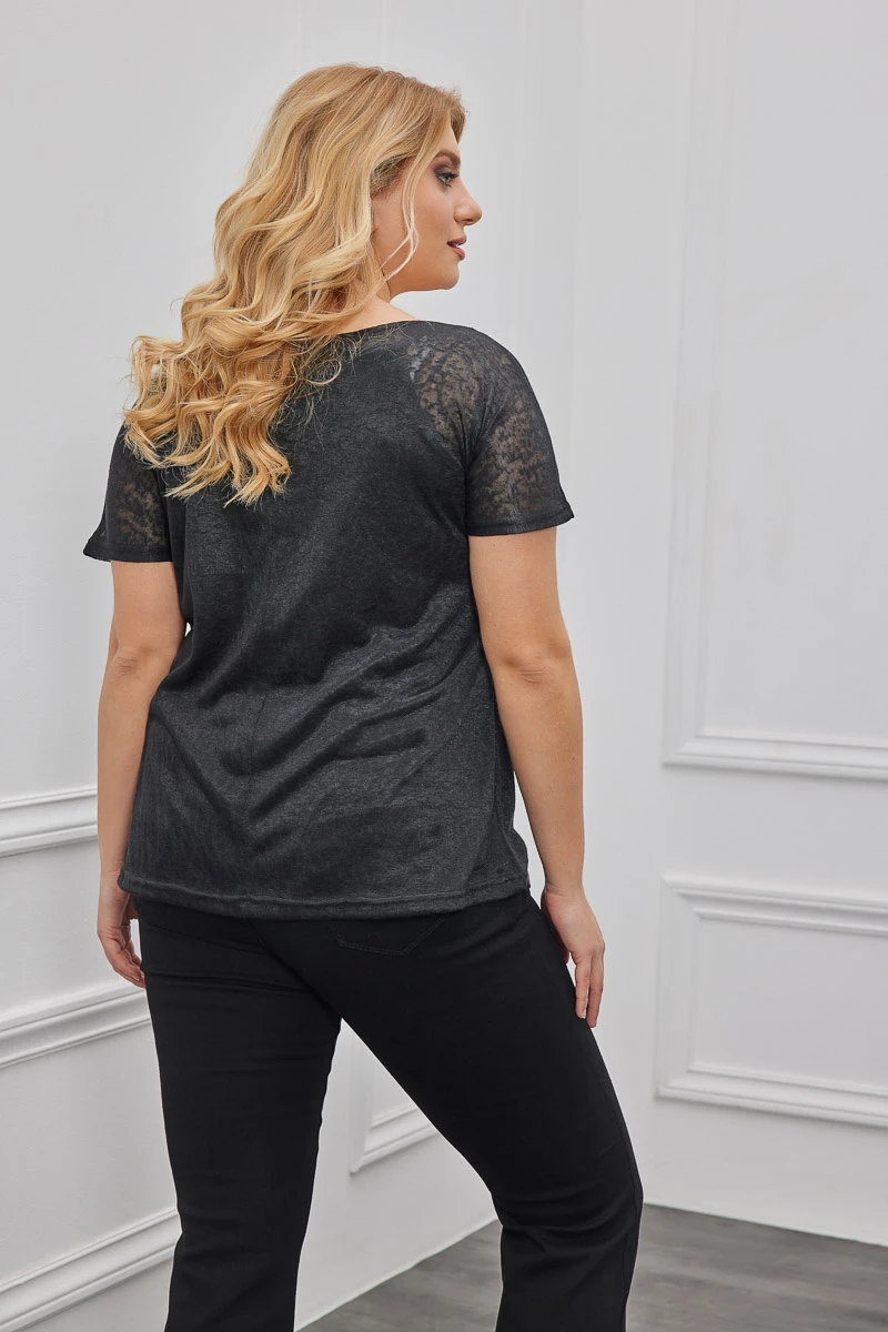 Μαύρη Ημιδιάφανη Ελαστική Μπλούζα