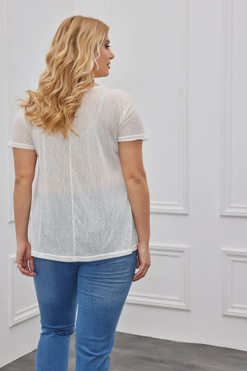 Λευκή Ημιδιάφανη Ελαστική Μπλούζα