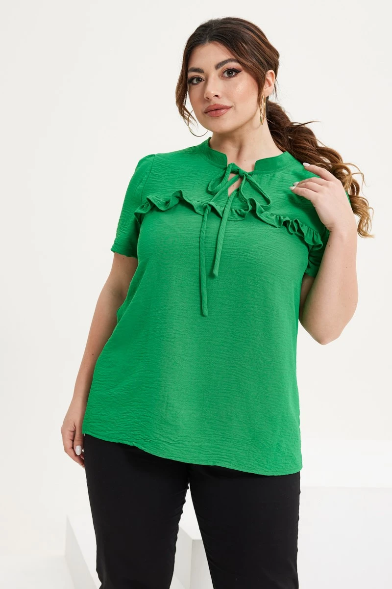 Μπλούζα Με Βολάν Στο Στήθος Πράσινη
