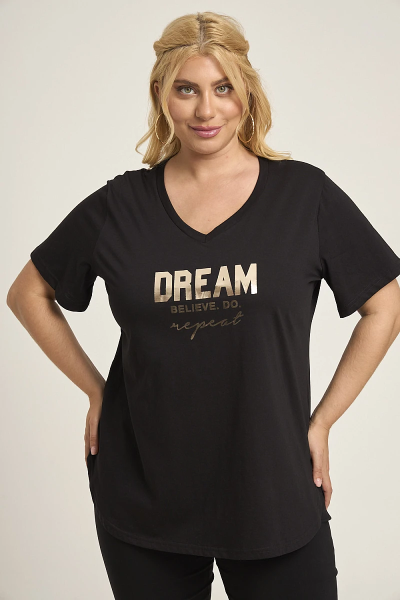 Μαύρο Plus Size T-Shirt Dream