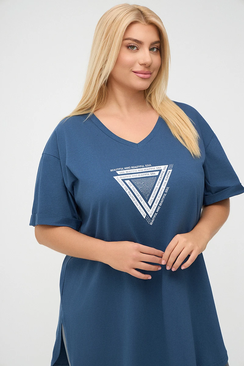 Plus Size T-Shirt Με Στάμπα Intigo