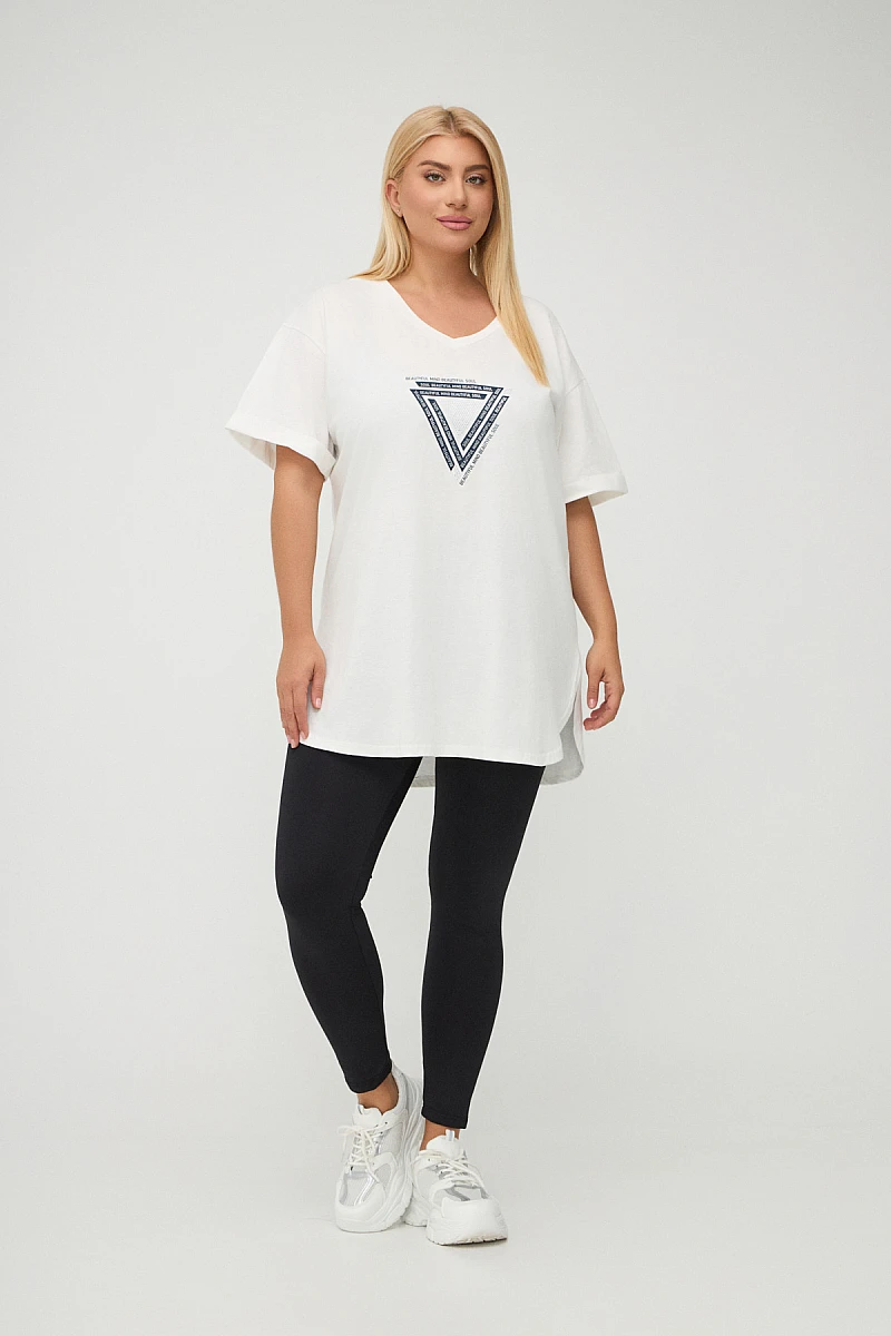Λευκό Plus Size T-Shirt Με Στάμπα 