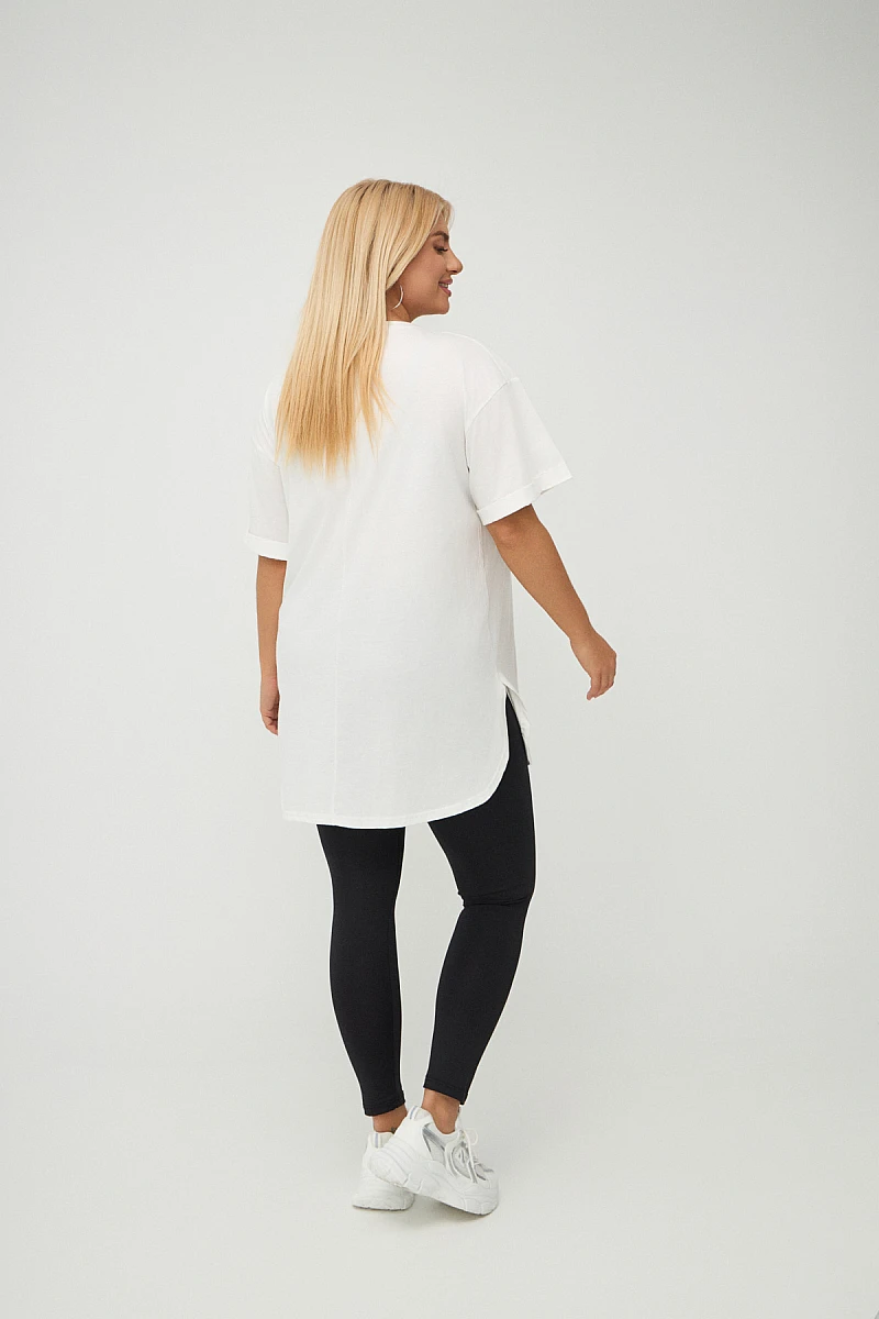 Λευκό Plus Size T-Shirt Με Στάμπα 
