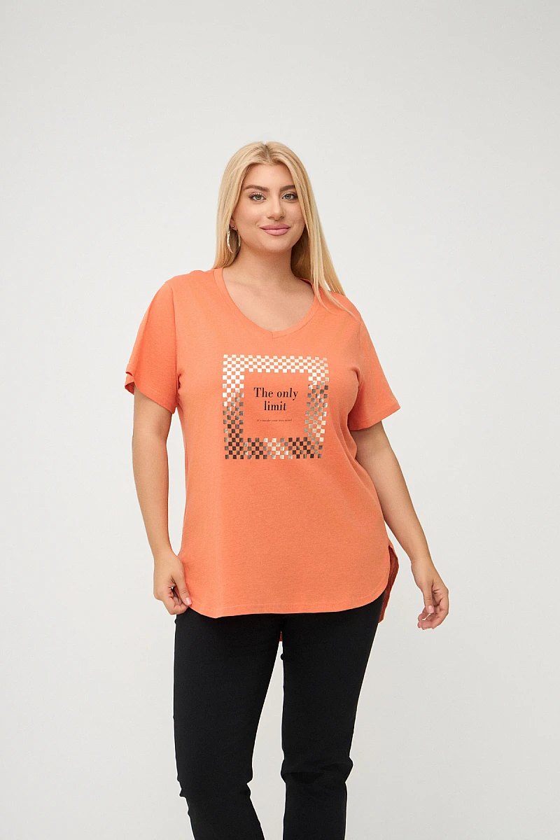 Πορτοκαλή Plus Size Limit T-Shirt 