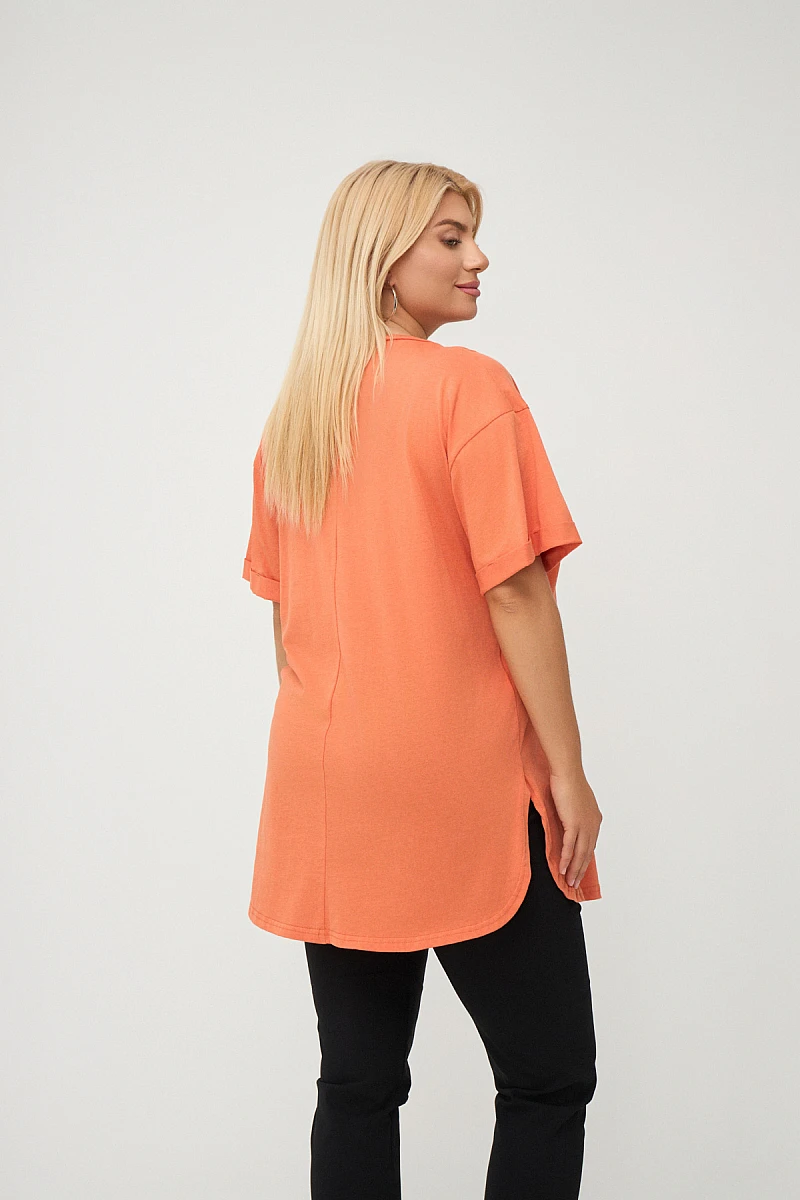 Πορτοκαλί Plus Size T-Shirt Με Στάμπα 