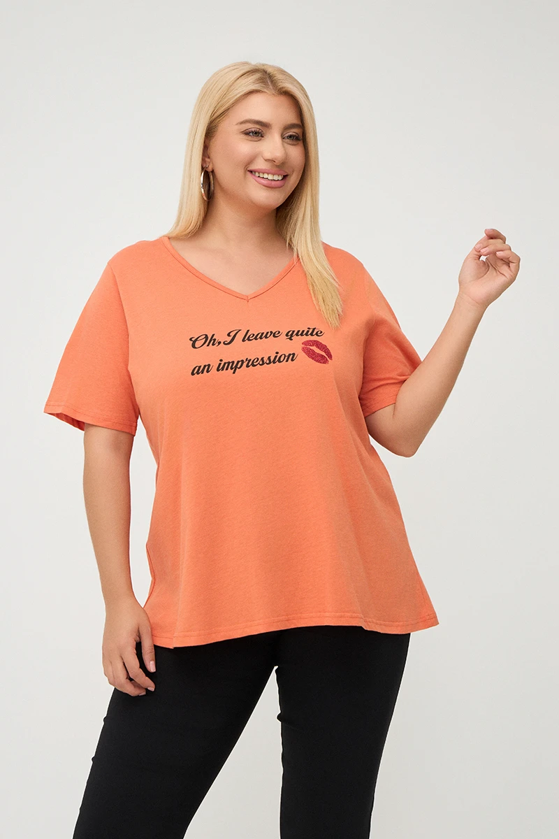 Impression T-Shirt Πορτοκαλί 