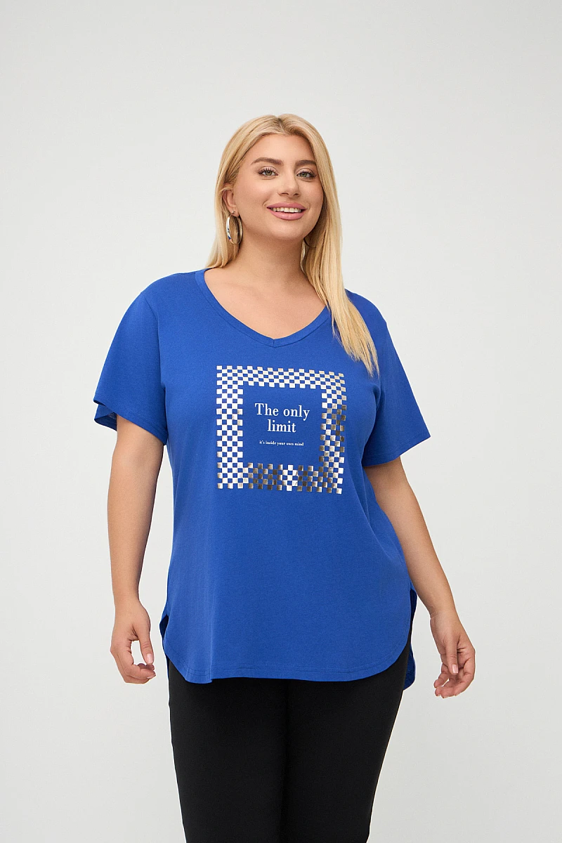 Μπλε Plus Size Limit T-Shirt 
