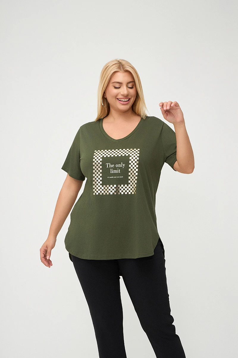 Χακί Plus Size Limit T-Shirt 