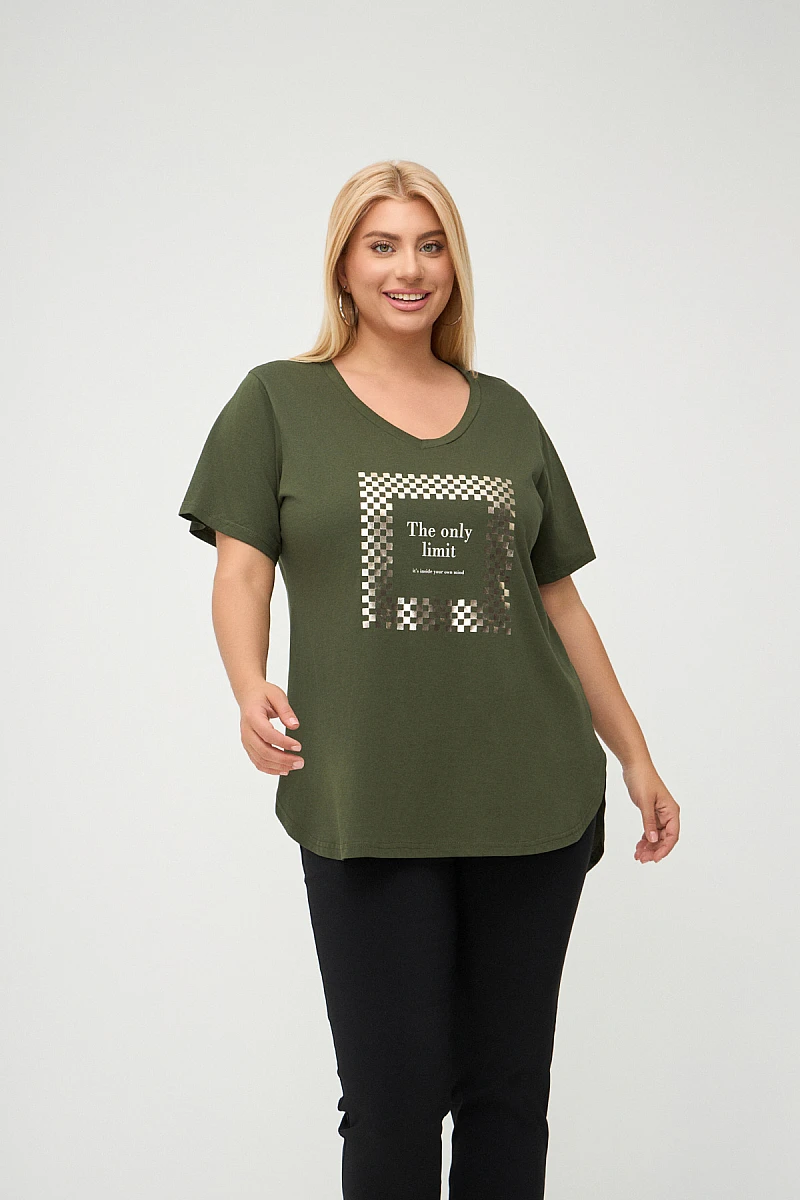 Χακί Plus Size Limit T-Shirt 