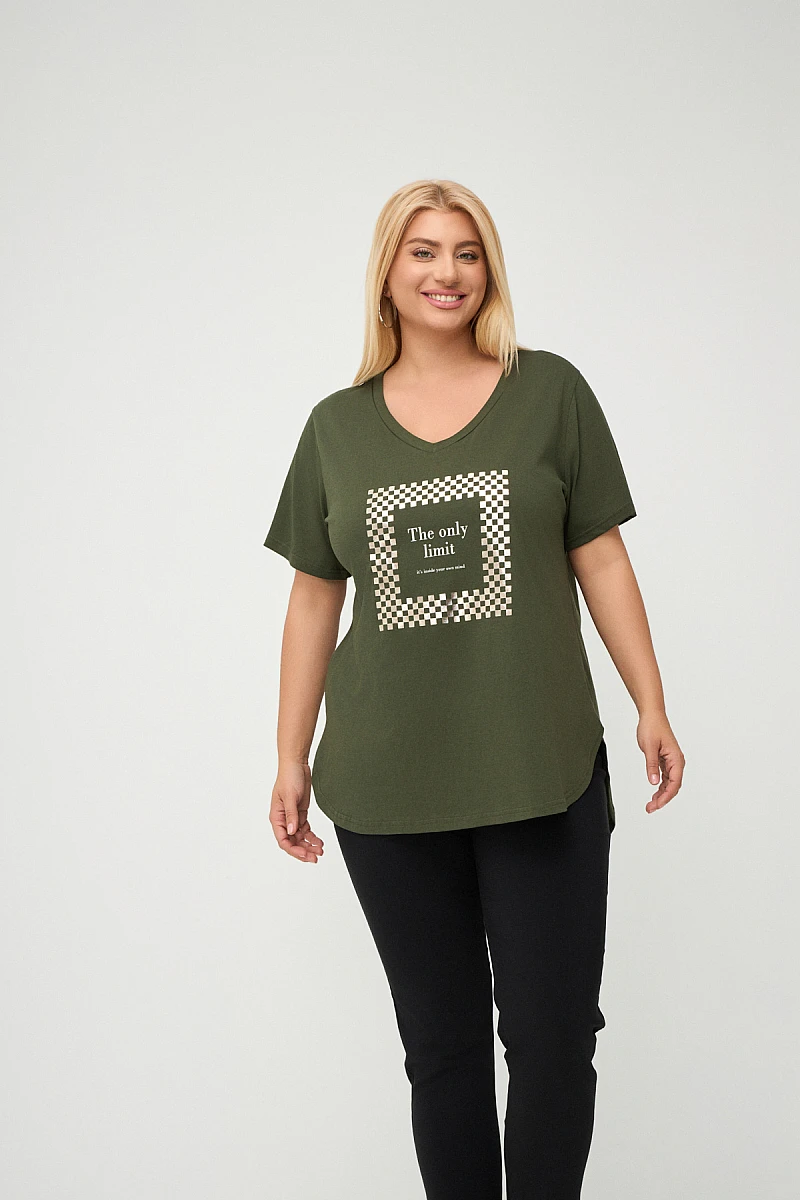 Χακί Plus Size Limit T-Shirt 