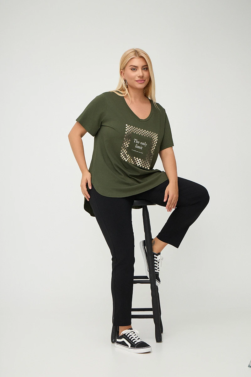 Χακί Plus Size Limit T-Shirt 