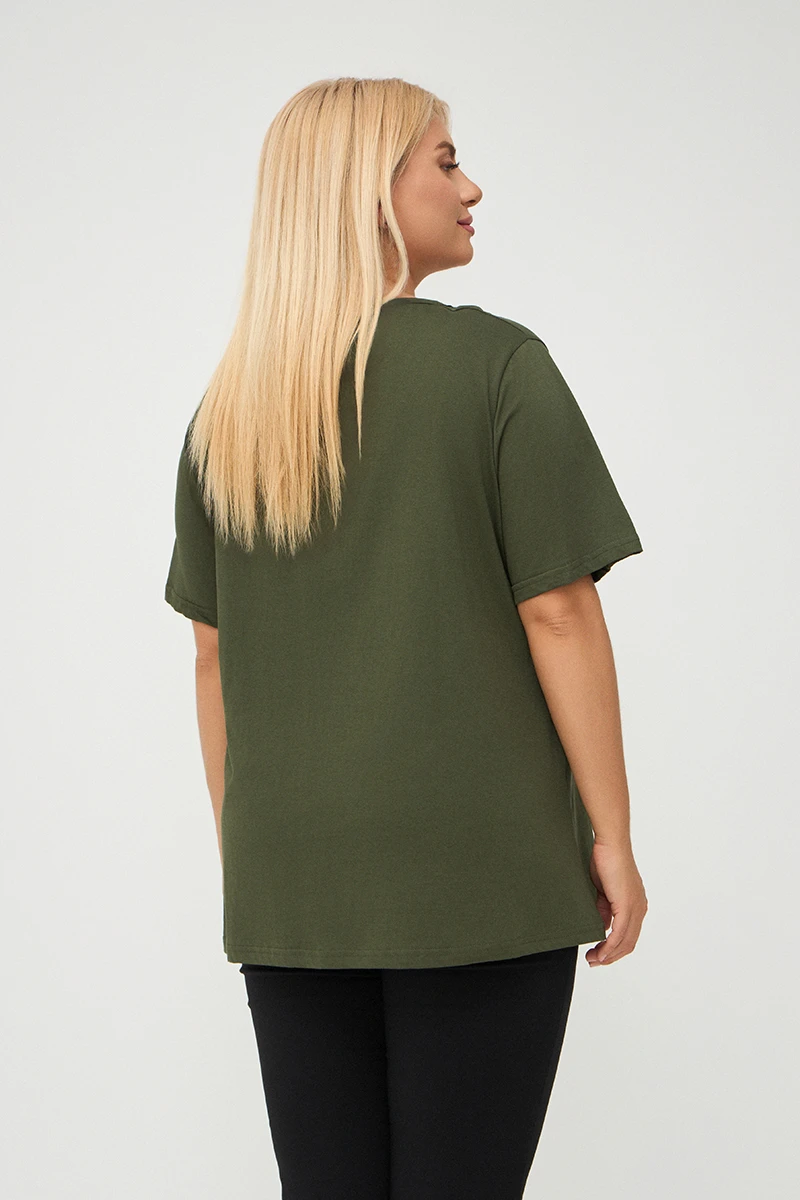 Impression T-Shirt Χακί 