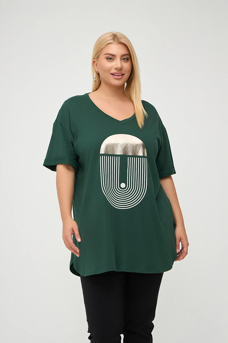 Κυπαρισσί Plus Size T-Shirt Με Στάμπα 