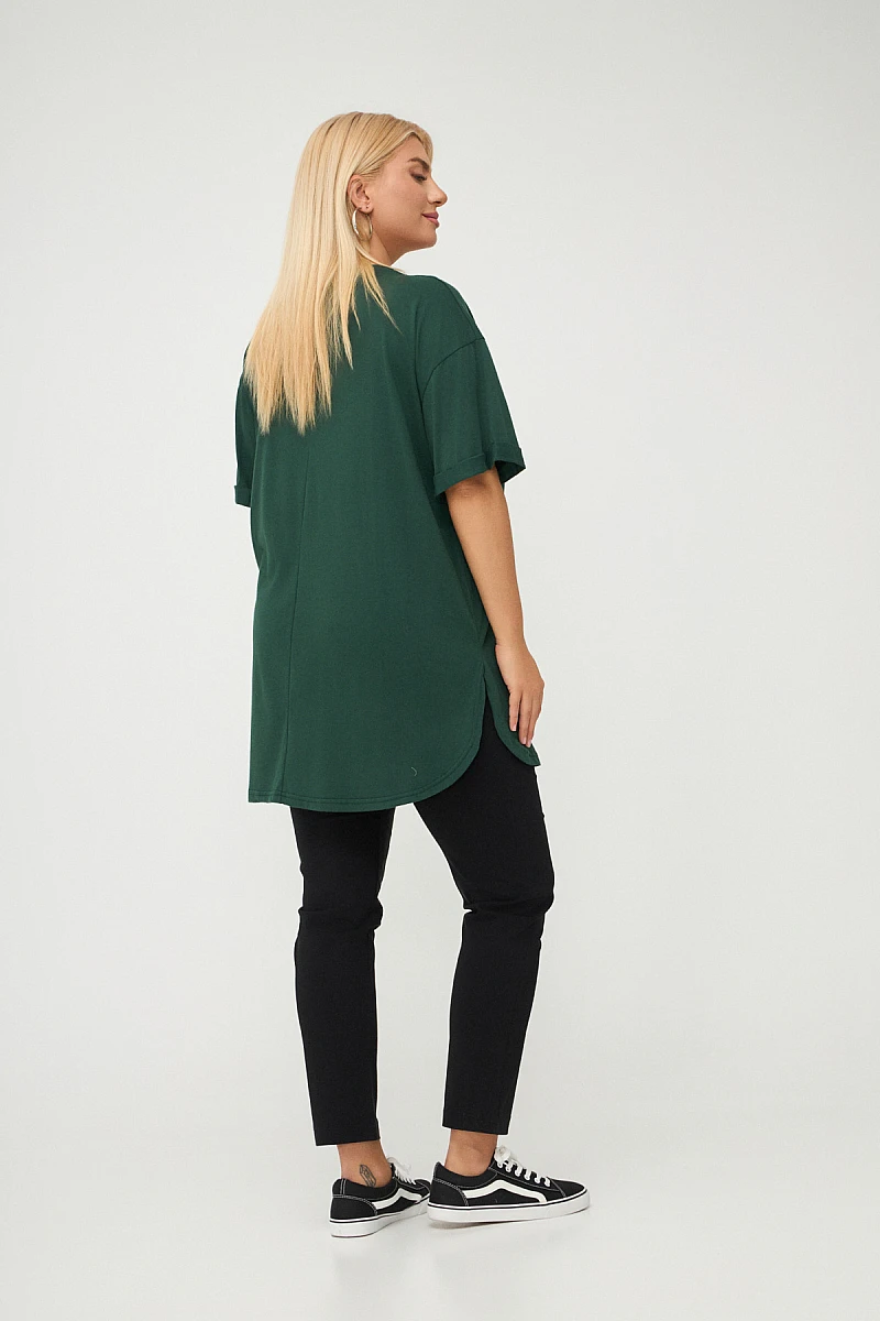 Plus Size T-Shirt Με Στάμπα Κυπαρισσί 