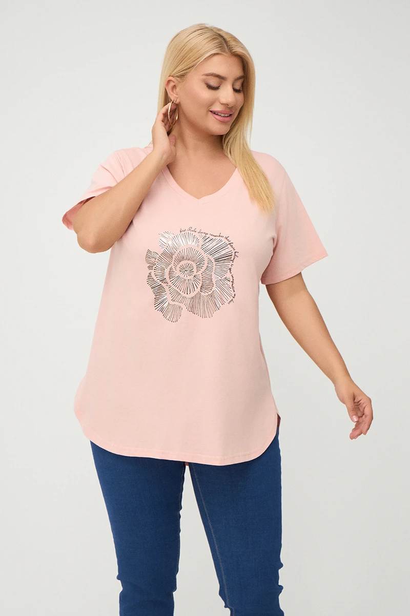 Σομόν Plus Size Rose T-Shirt 