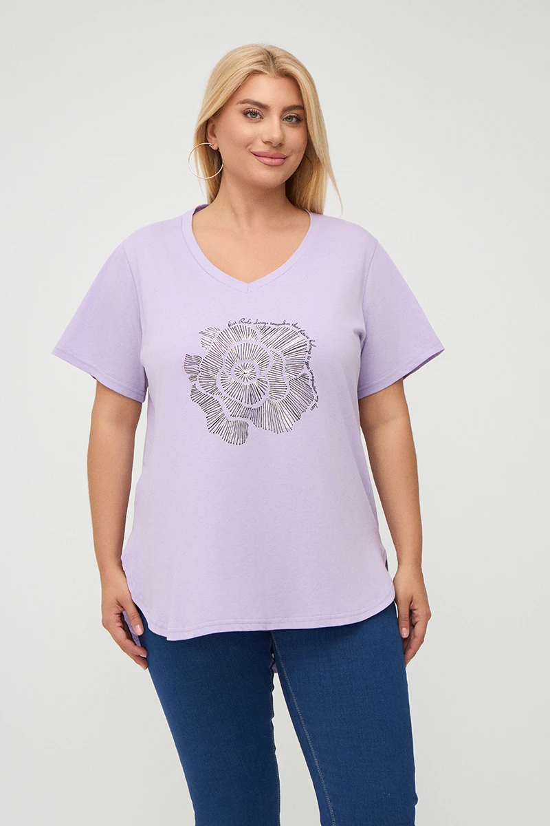 Λιλά Plus Size Rose T-Shirt 