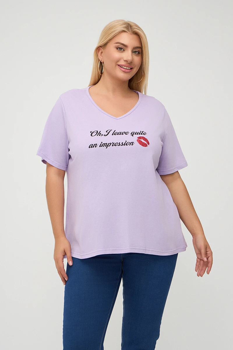 Impression T-Shirt Λιλά